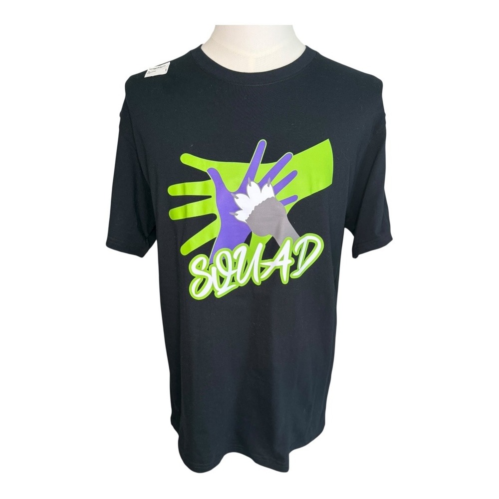 Squad Black Graphic T-Shirt Hands Squad Crew Neck Short Sleeve T Shirt‎ Large